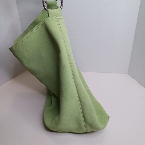 Vintage Express MCM Large Tote Light Green Suede Shoulder Bag - Picture 13 of 14